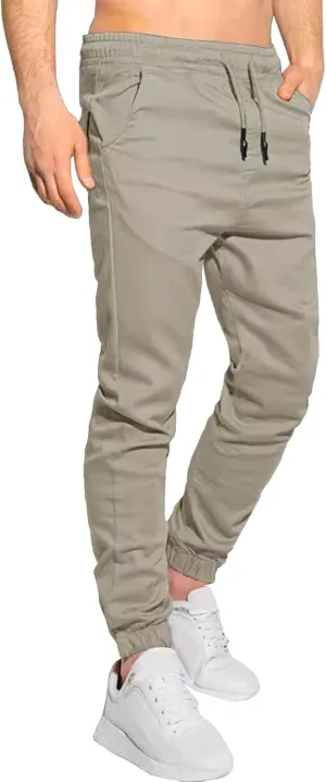 Men's Casual Classic Tactical Pants Slim Fit Soft Twill Pockets Jogger Comfort Hiking Cotton Sweatpants