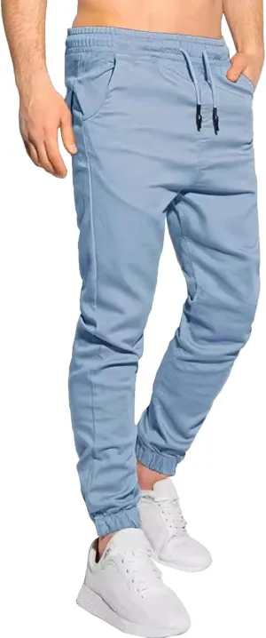 Men's Casual Classic Tactical Pants Slim Fit Soft Twill Pockets Jogger Comfort Hiking Cotton Sweatpants