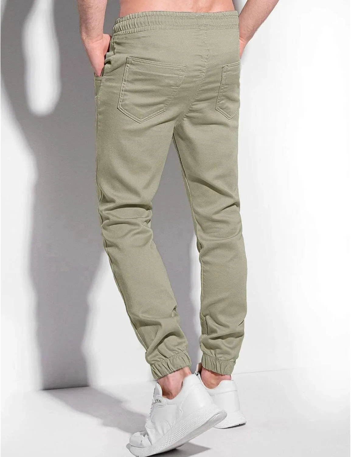 Men's Casual Classic Tactical Pants Slim Fit Soft Twill Pockets Jogger Comfort Hiking Cotton Sweatpants