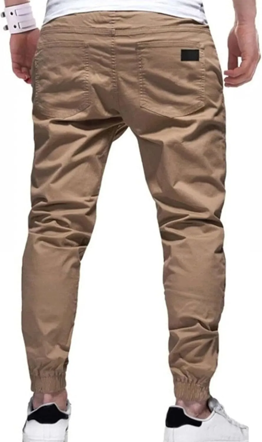 Men's Casual Elastic Waisted Joggers Pants Chino Solid Tapered Hiking Pants Slim Fit Comfort Outdoor Trousers
