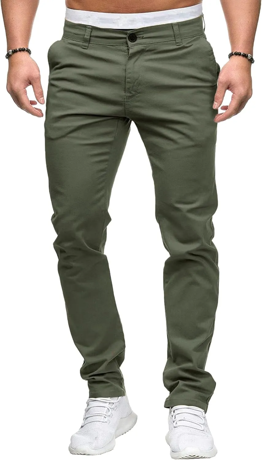 Men's Casual Slim Fit Outdoor Joggers Pants Lightweight Solid Workout Trousers Stretch Comfort Skinny Pants