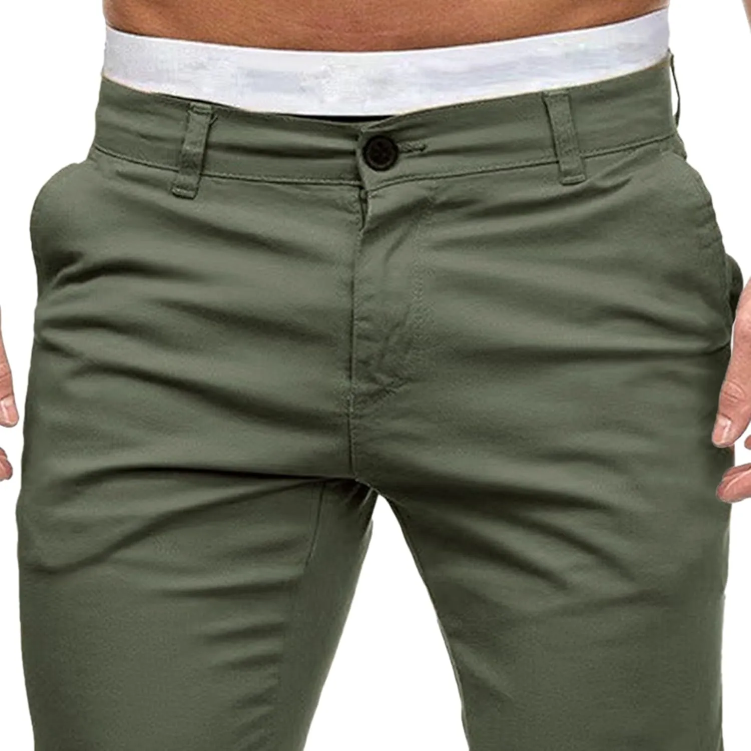 Men's Casual Slim Fit Outdoor Joggers Pants Lightweight Solid Workout Trousers Stretch Comfort Skinny Pants