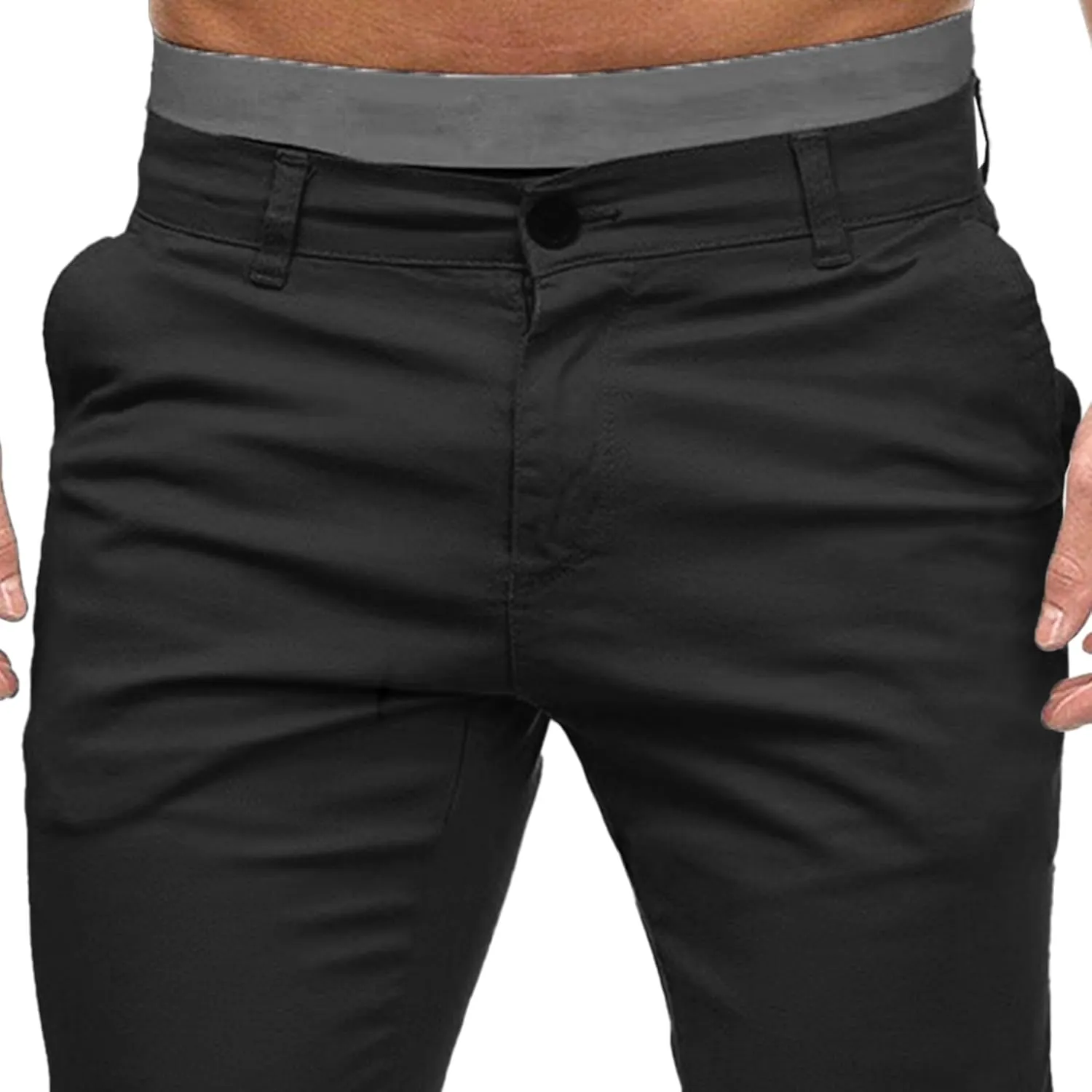Men's Casual Slim Fit Outdoor Joggers Pants Lightweight Solid Workout Trousers Stretch Comfort Skinny Pants