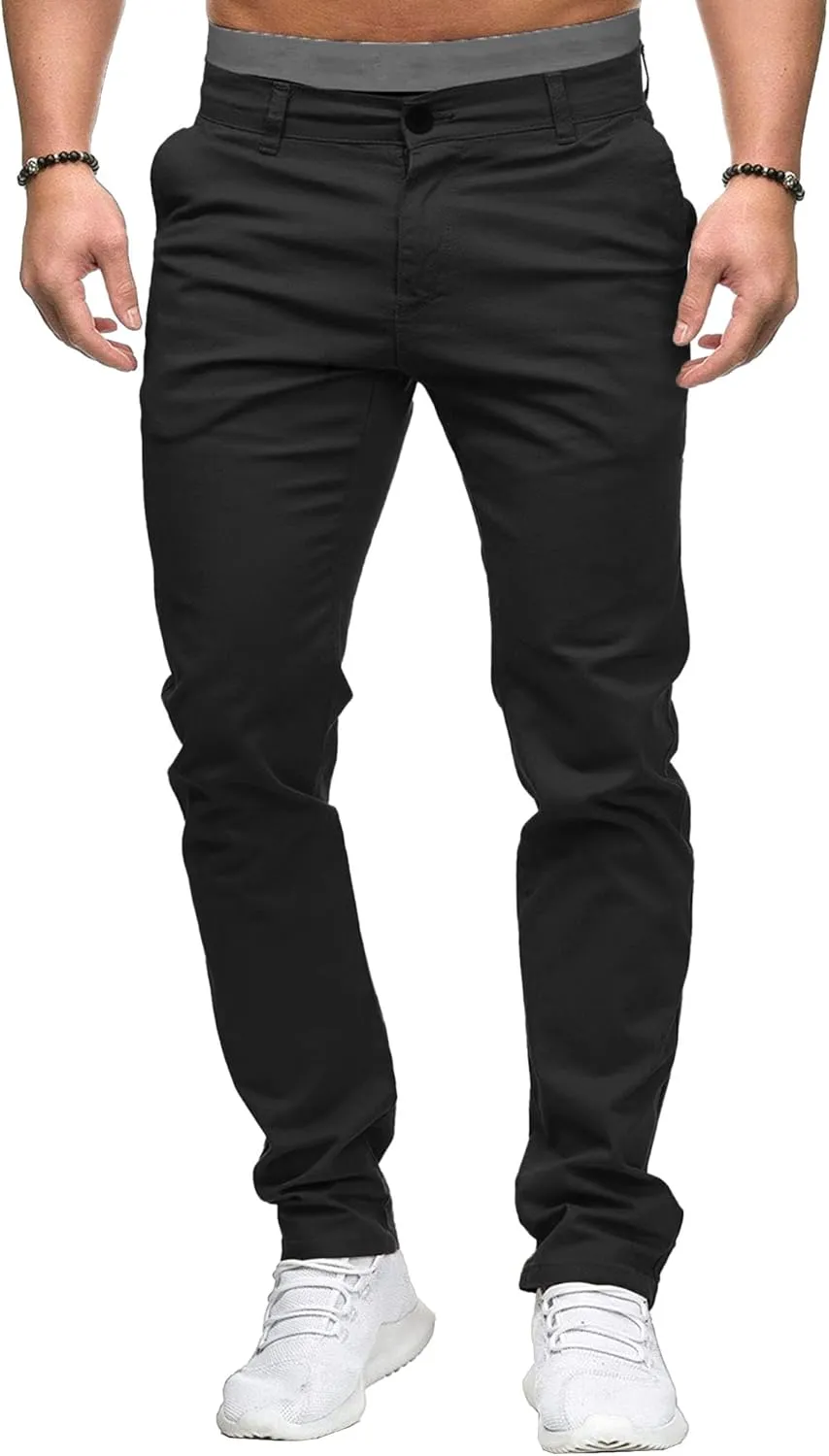 Men's Casual Slim Fit Outdoor Joggers Pants Lightweight Solid Workout Trousers Stretch Comfort Skinny Pants