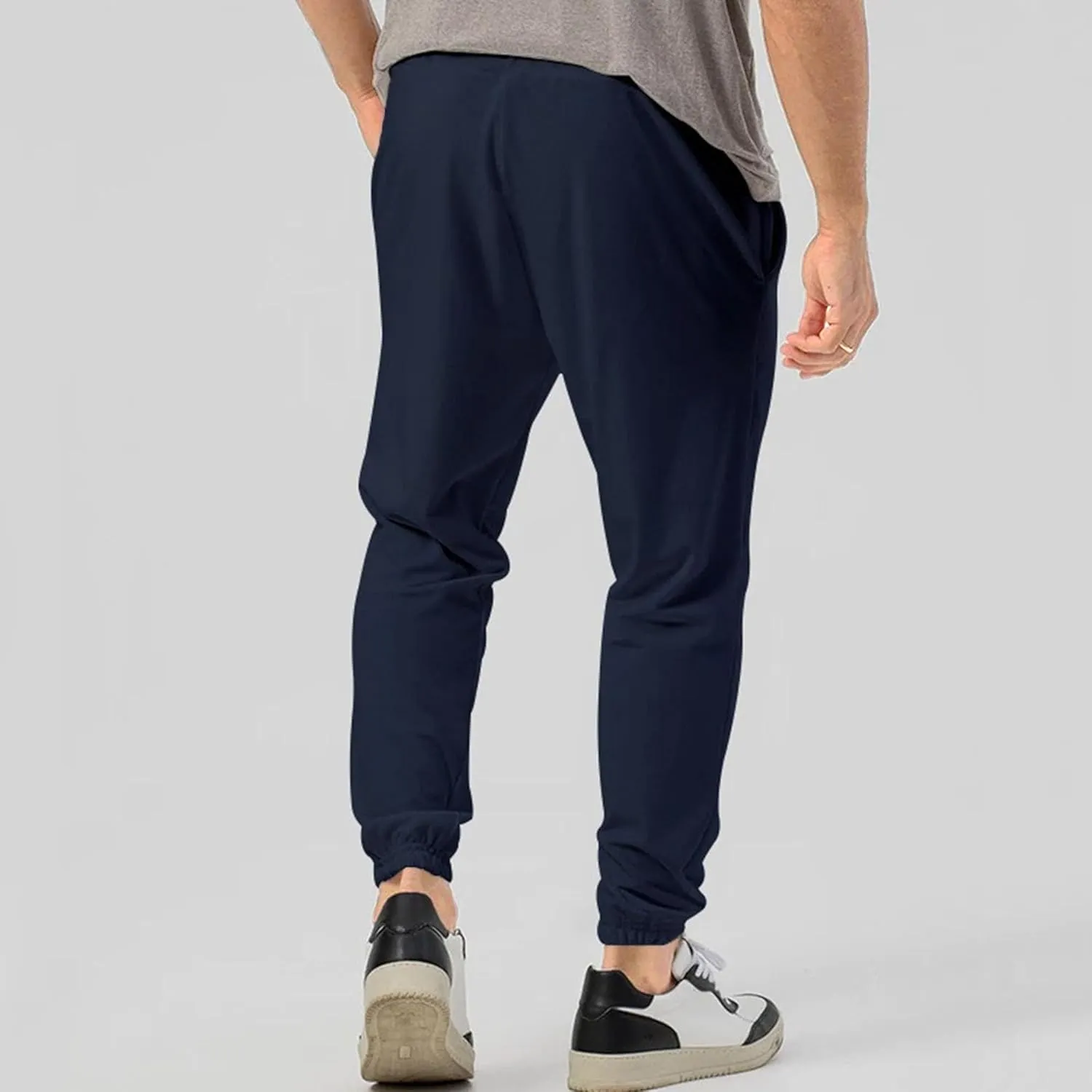 Men's Comfort Solid Drawstring Athletic Pants Casual Loose Fit Joggers Trousers Lightweight Outdoor Workout Pants