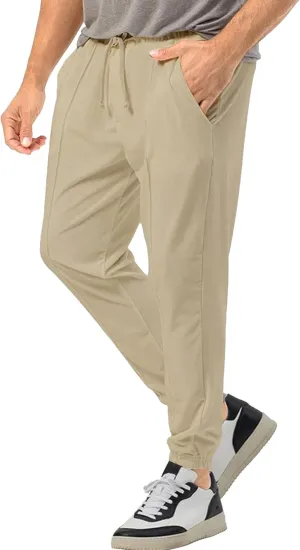 Men's Comfort Solid Drawstring Athletic Pants Casual Loose Fit Joggers Trousers Lightweight Outdoor Workout Pants