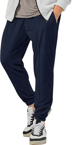 Men's Comfort Solid Drawstring Athletic Pants Casual Loose Fit Joggers Trousers Lightweight Outdoor Workout Pants