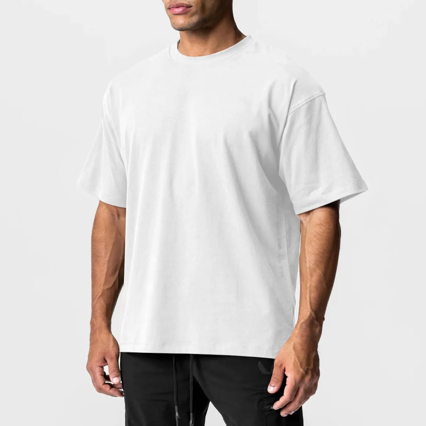 Men's Cotton Short Sleeve Crew Neck Shirts Athletic Tops Tees Oversized Gym Clothes for Men S-XXL