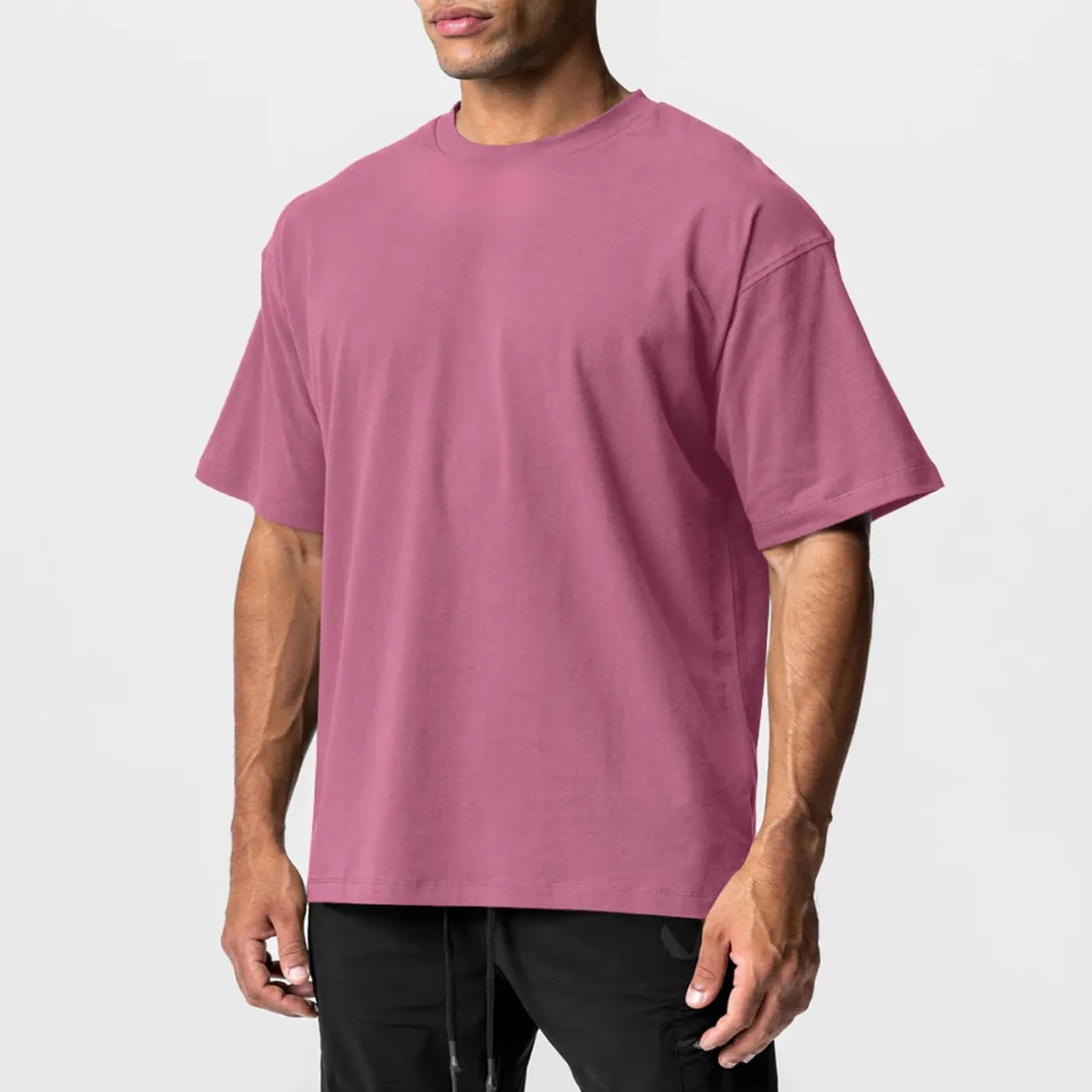 Men's Cotton Short Sleeve Crew Neck Shirts Athletic Tops Tees Oversized Gym Clothes for Men S-XXL