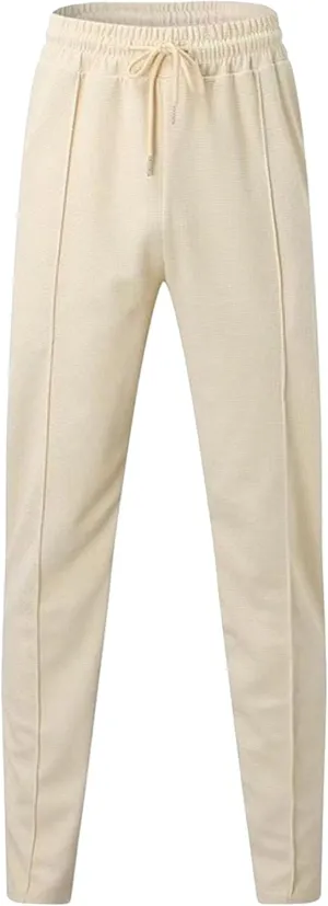 Men's Drawstring Straight Leg Athletic Pants Casual Elastic Waist Outdoor Trousers Comfort Trendy Summer Sweatpants