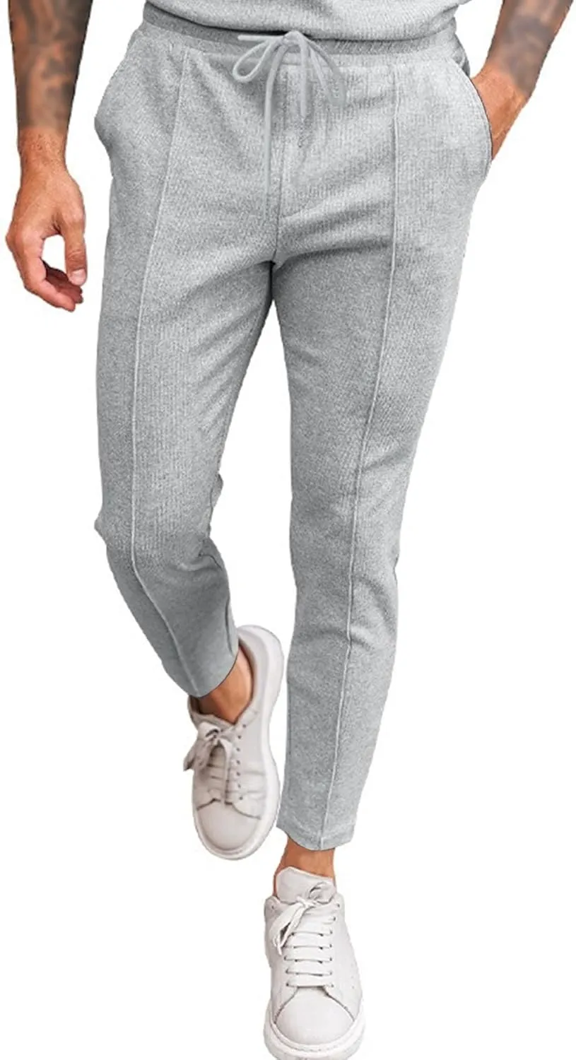 Men's Drawstring Straight Leg Athletic Pants Casual Elastic Waist Outdoor Trousers Comfort Trendy Summer Sweatpants