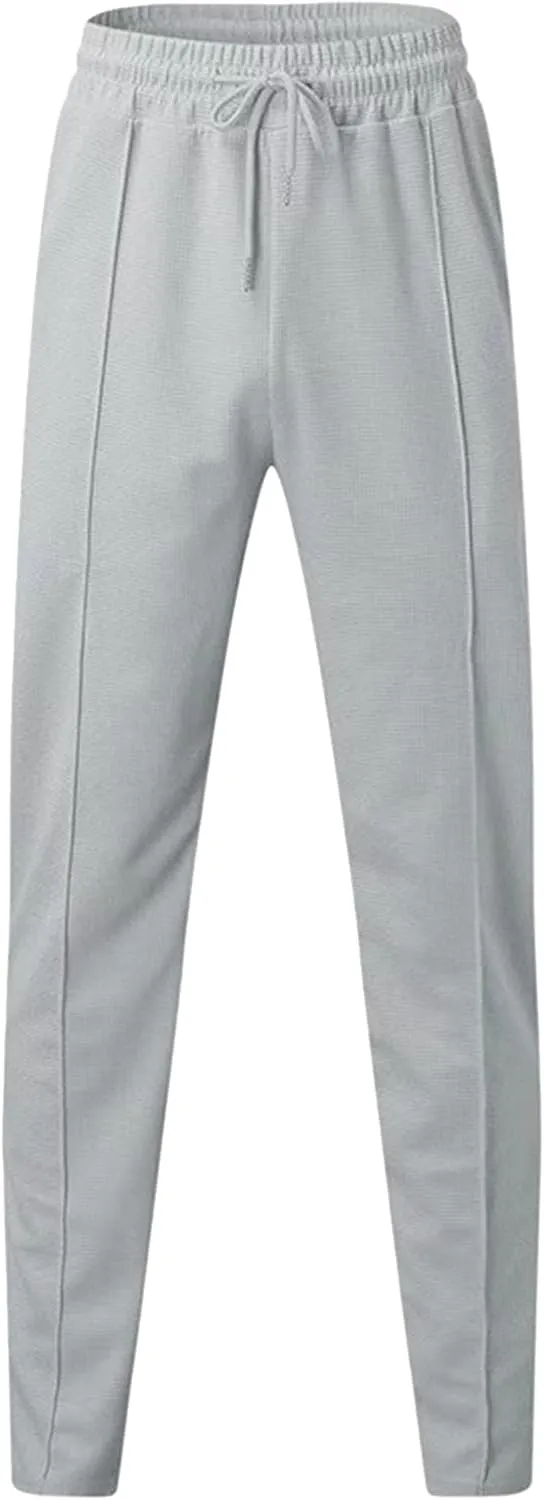 Men's Drawstring Straight Leg Athletic Pants Casual Elastic Waist Outdoor Trousers Comfort Trendy Summer Sweatpants