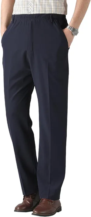 Men's Elastic Waist Business Summer Pants Casual Straight Leg Outdoor Trousers Lightweight Solid Comfort Sweatpants