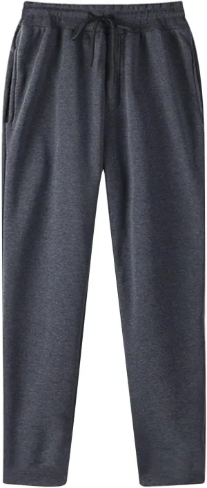 Men's Fashion Sweatpants Solid Color Elastic Waist Drawstrings Straight Slim Fit Trousers New Comfort Casual Pants