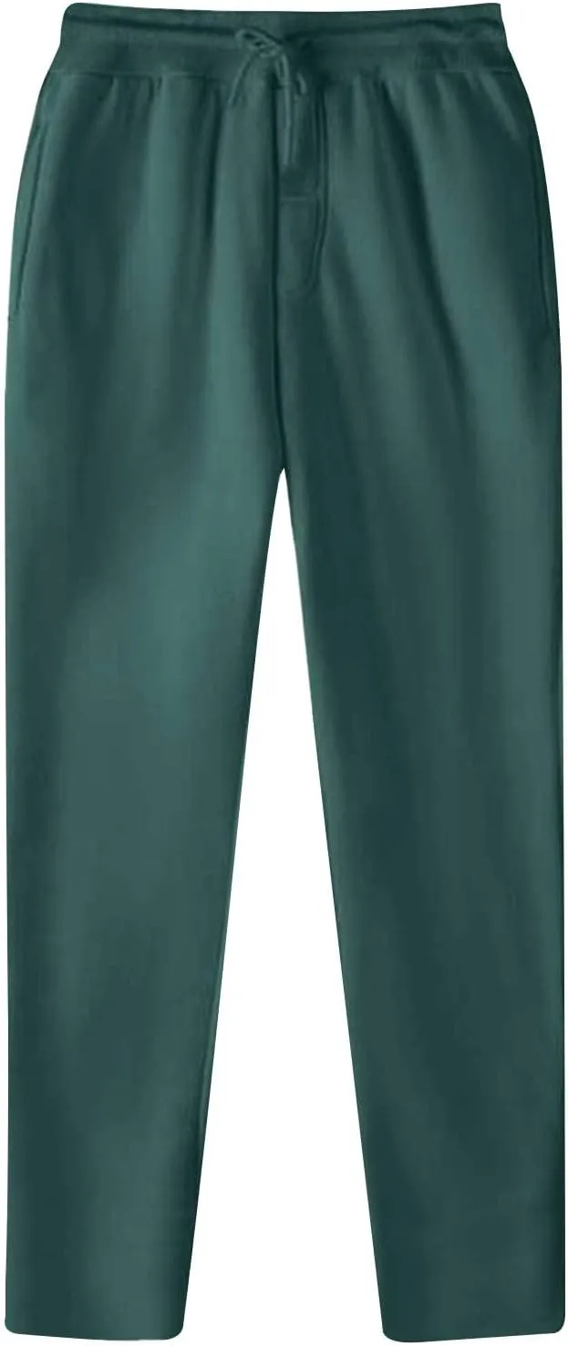 Men's Fashion Sweatpants Solid Color Elastic Waist Drawstrings Straight Slim Fit Trousers New Comfort Casual Pants