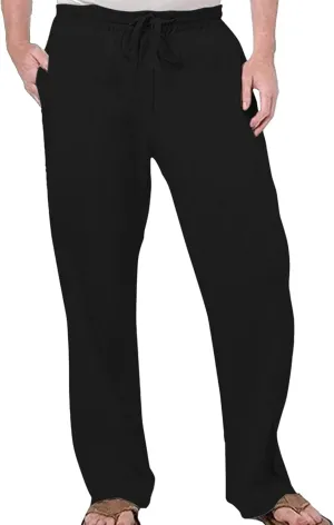 Men's Linen Lightweight Outdoor Solid Pants Baggy Casual Hiking Pants Comfort Sweatpants Yoga Trousers