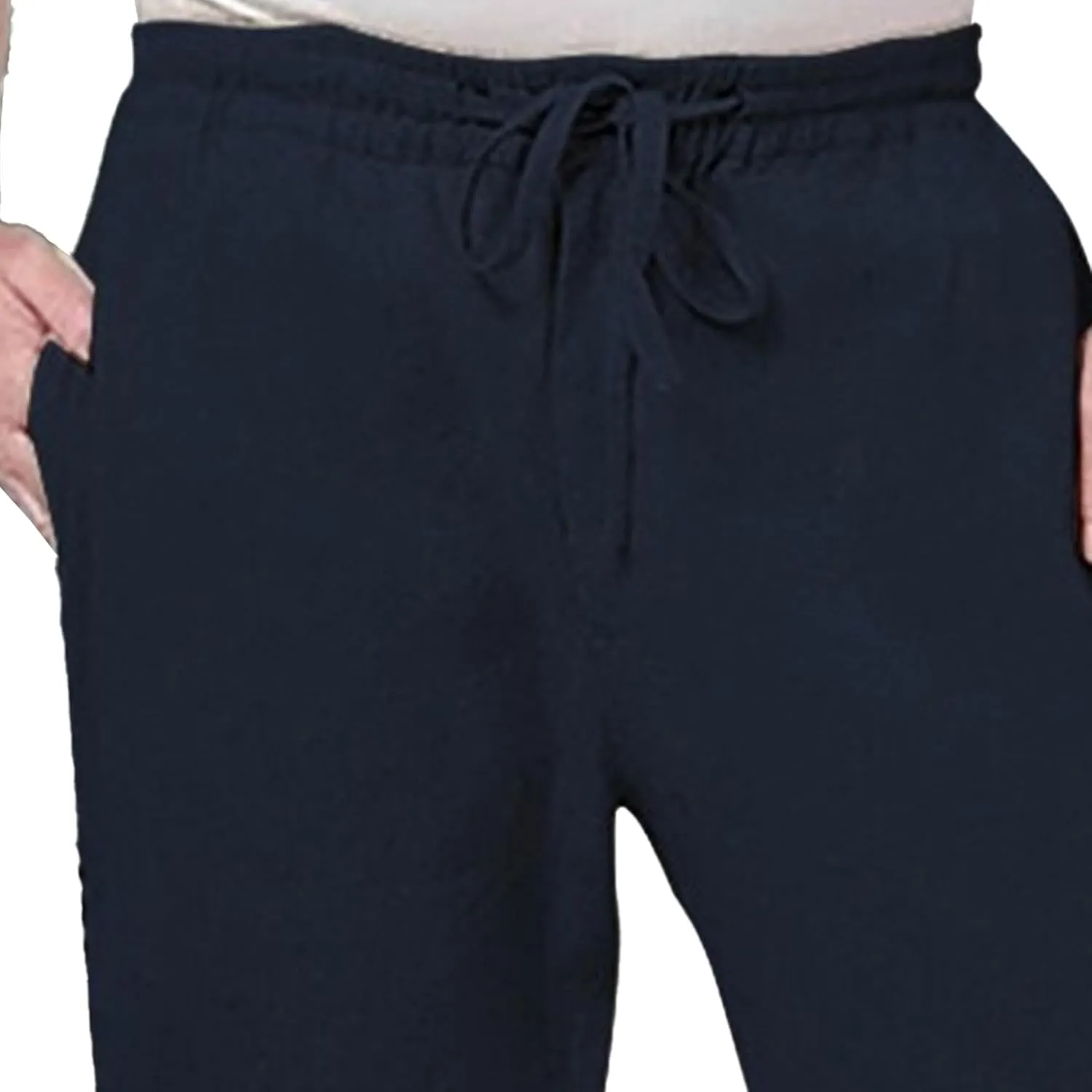 Men's Linen Lightweight Outdoor Solid Pants Baggy Casual Hiking Pants Comfort Sweatpants Yoga Trousers