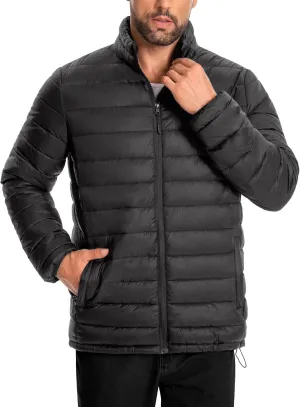 Men's Puffer Jacket Lightweight Warm Winter Jackets for Men Windproof Insulated Puffy Coat with 3 Pockets