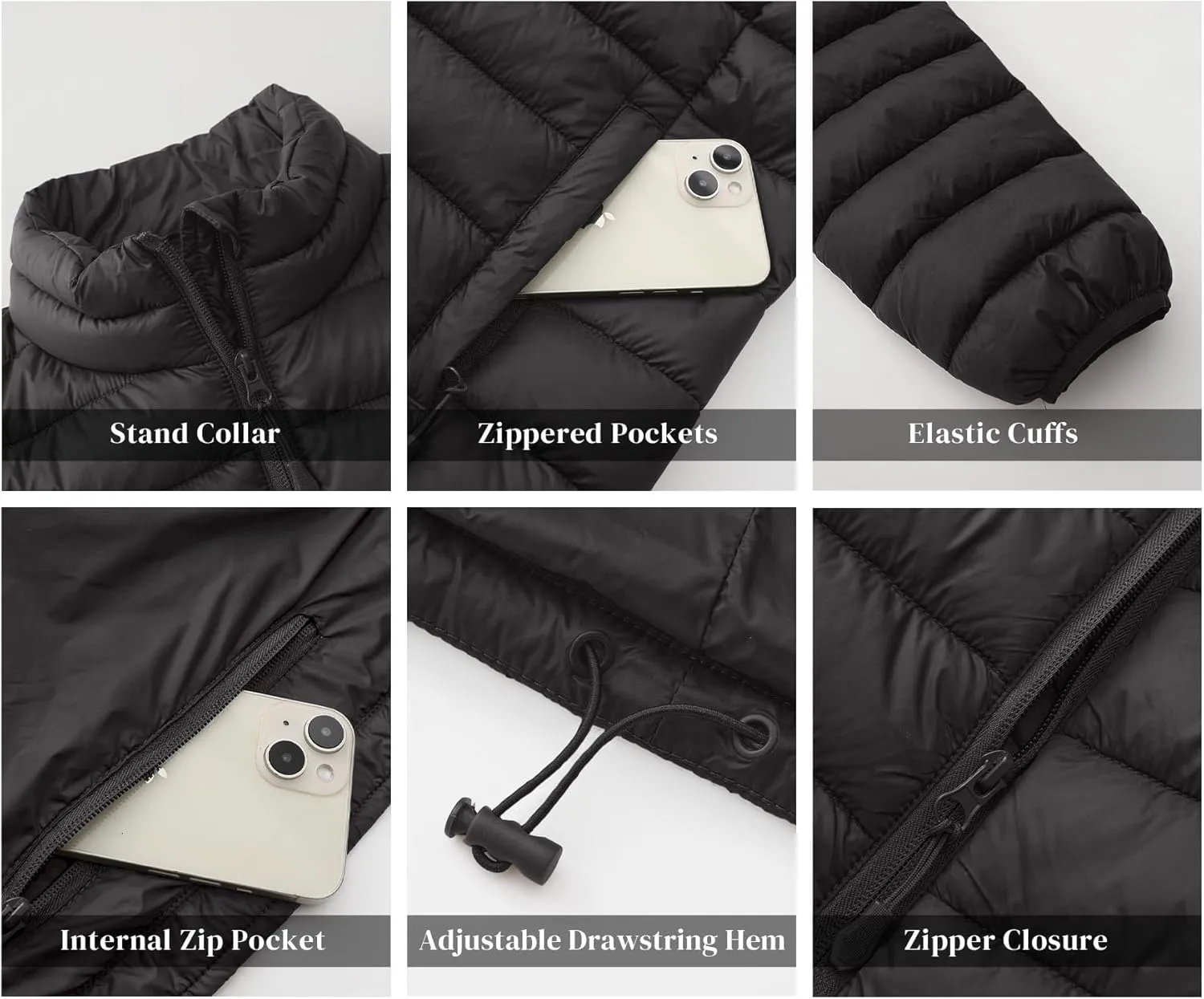 Men's Puffer Jacket Lightweight Warm Winter Jackets for Men Windproof Insulated Puffy Coat with 3 Pockets