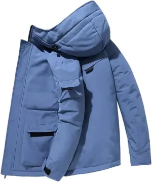 Men's Short Down Jackets Duck Down Medium Fur Collar Hooded Thick Puffer Coat Thermal Winter Parka