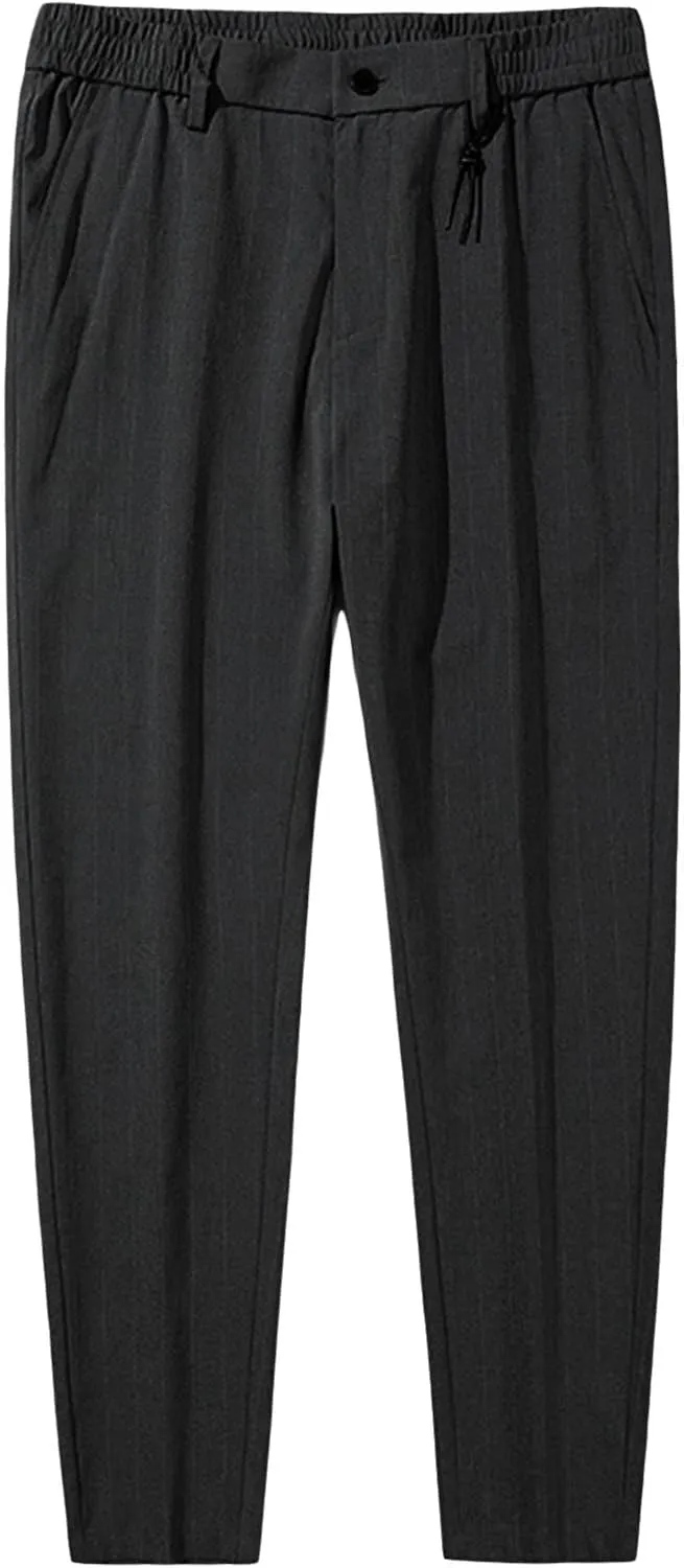 Men's Skinny-Fit Wrinkle-Free Comfort Pants Stretch Chino Pant Trousers Dress Pants Slim Fit Skinny Suit Pants (28,Black)