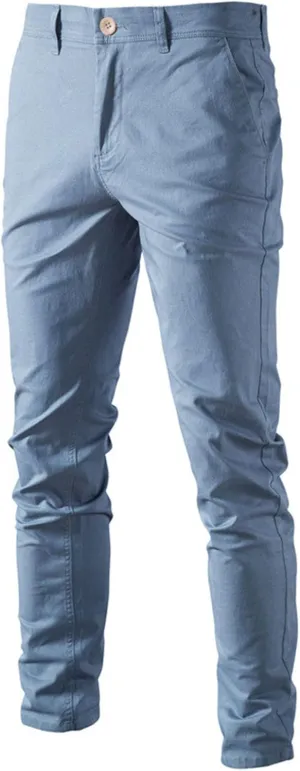Men's Slim Fit Chinos Pants Comfort Stretch Cotton Trousers Casual Solid Flat Front Skinny Twill Dress Pants