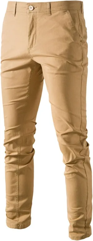 Men's Slim Fit Chinos Pants Comfort Stretch Cotton Trousers Casual Solid Flat Front Skinny Twill Dress Pants