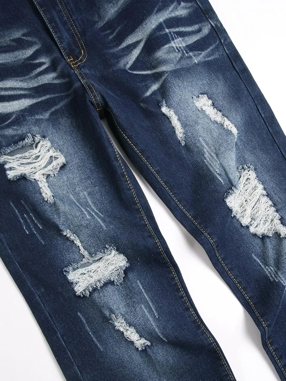 Men's Slim Fit Stretch Jeans Ripped Skinny Distressed Fashion Comfort Flex Waist Pants