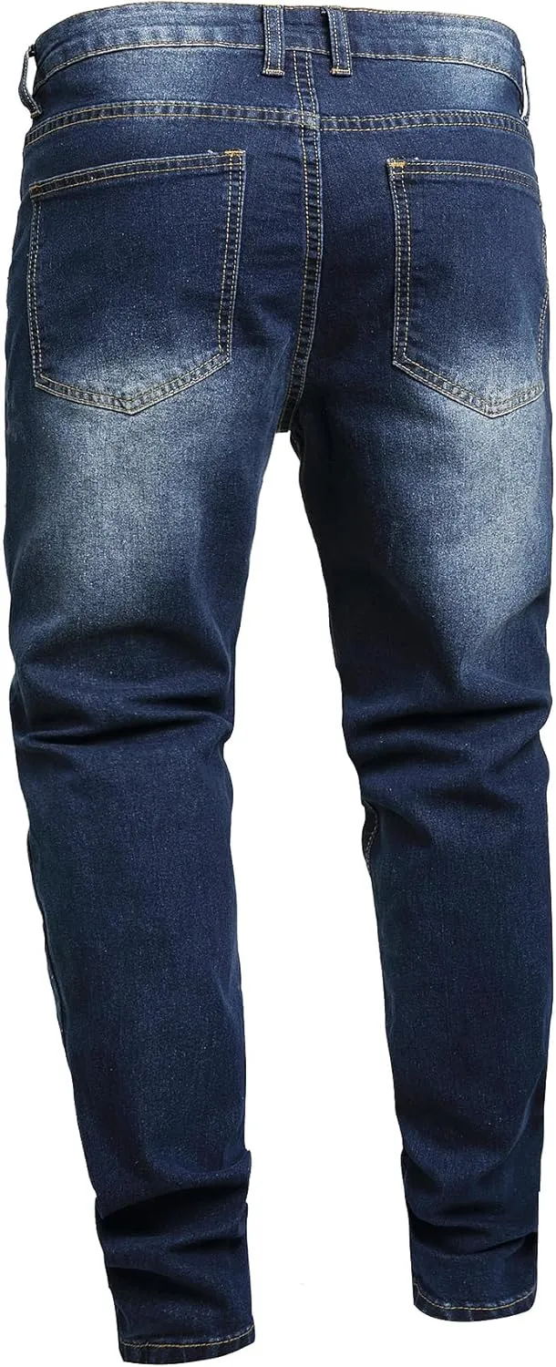 Men's Slim Fit Stretch Jeans Ripped Skinny Distressed Fashion Comfort Flex Waist Pants