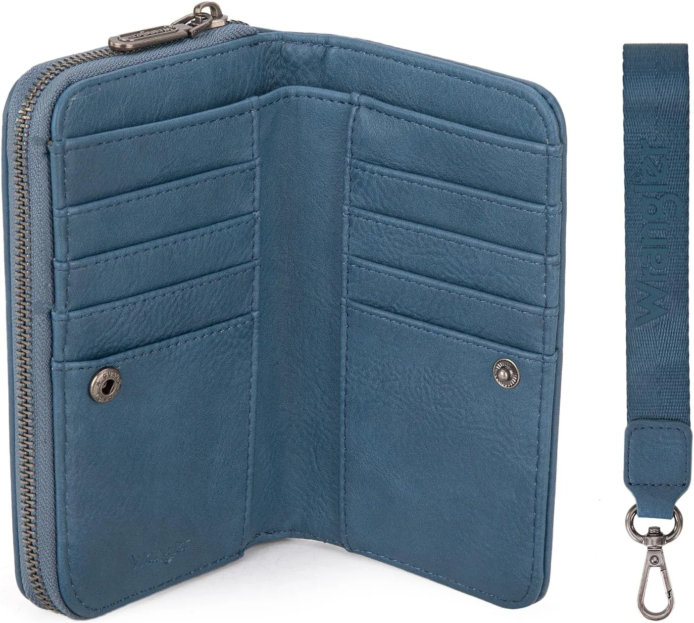 Montana West Wrangler Large Capacity Wallets Women with Wristlet and Metal Smooth Zipper