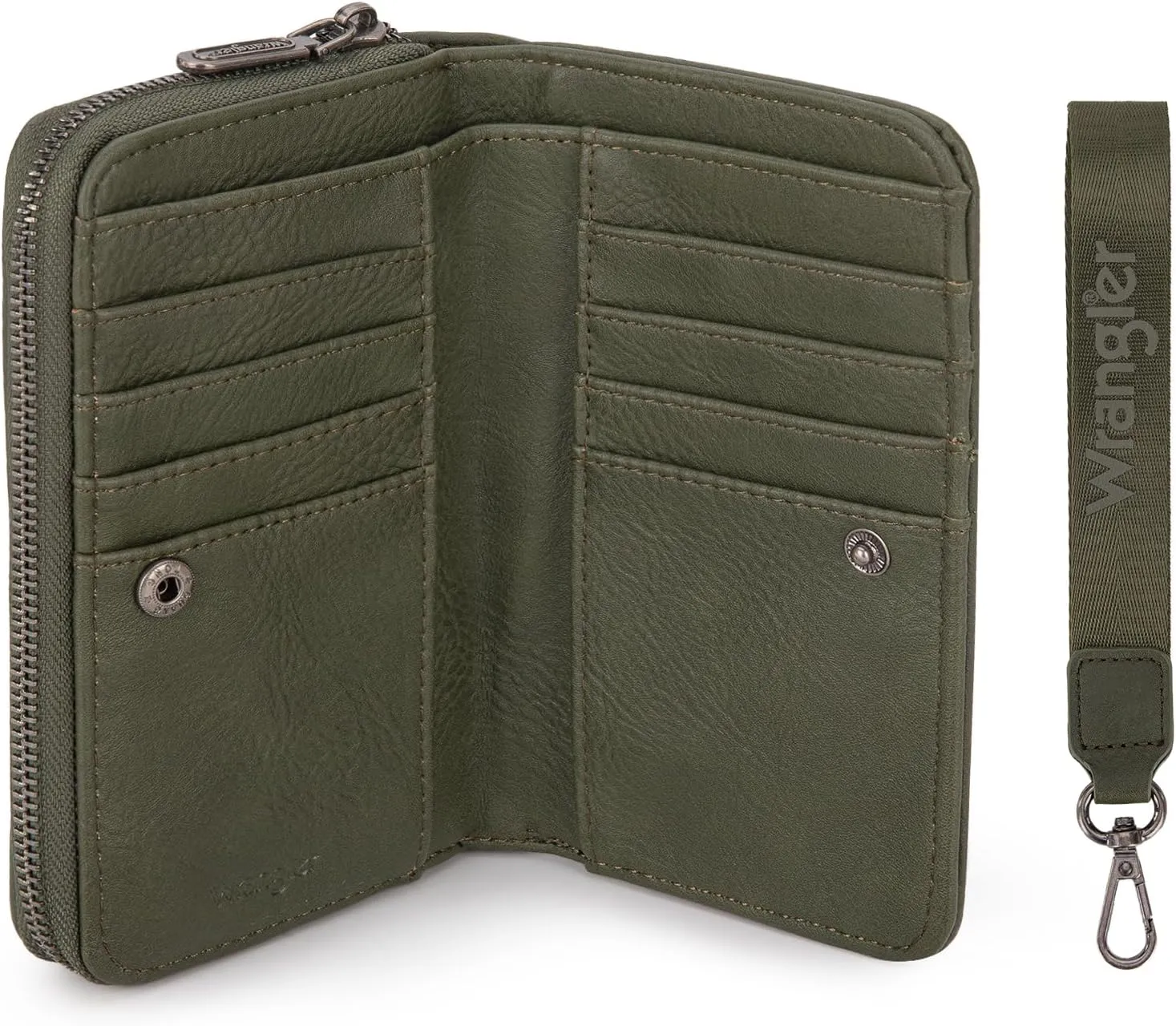 Montana West Wrangler Large Capacity Wallets Women with Wristlet and Metal Smooth Zipper
