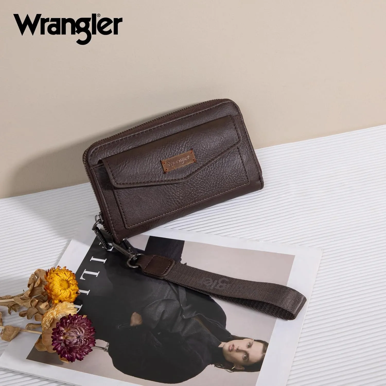 Montana West Wrangler Large Capacity Wallets Women with Wristlet and Metal Smooth Zipper