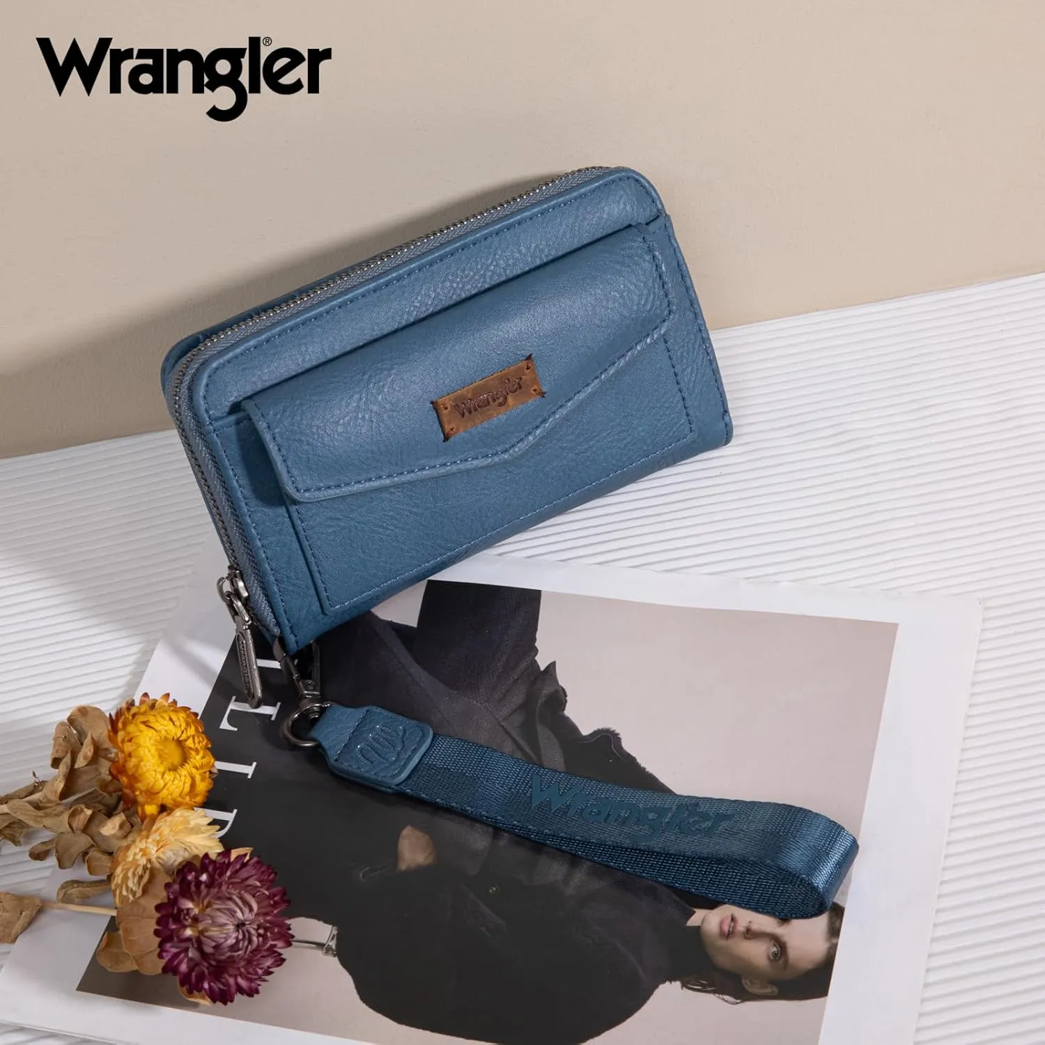 Montana West Wrangler Large Capacity Wallets Women with Wristlet and Metal Smooth Zipper