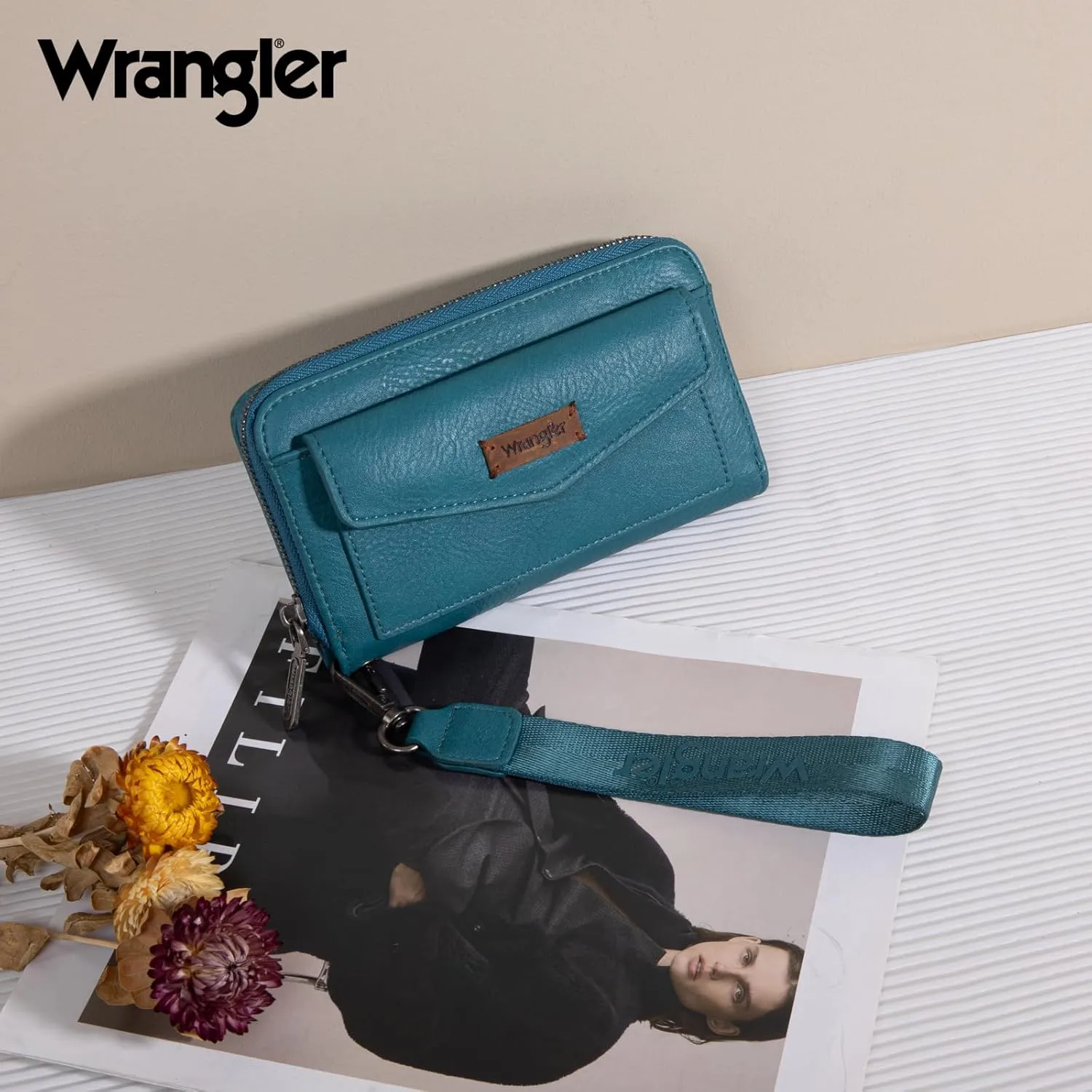 Montana West Wrangler Large Capacity Wallets Women with Wristlet and Metal Smooth Zipper
