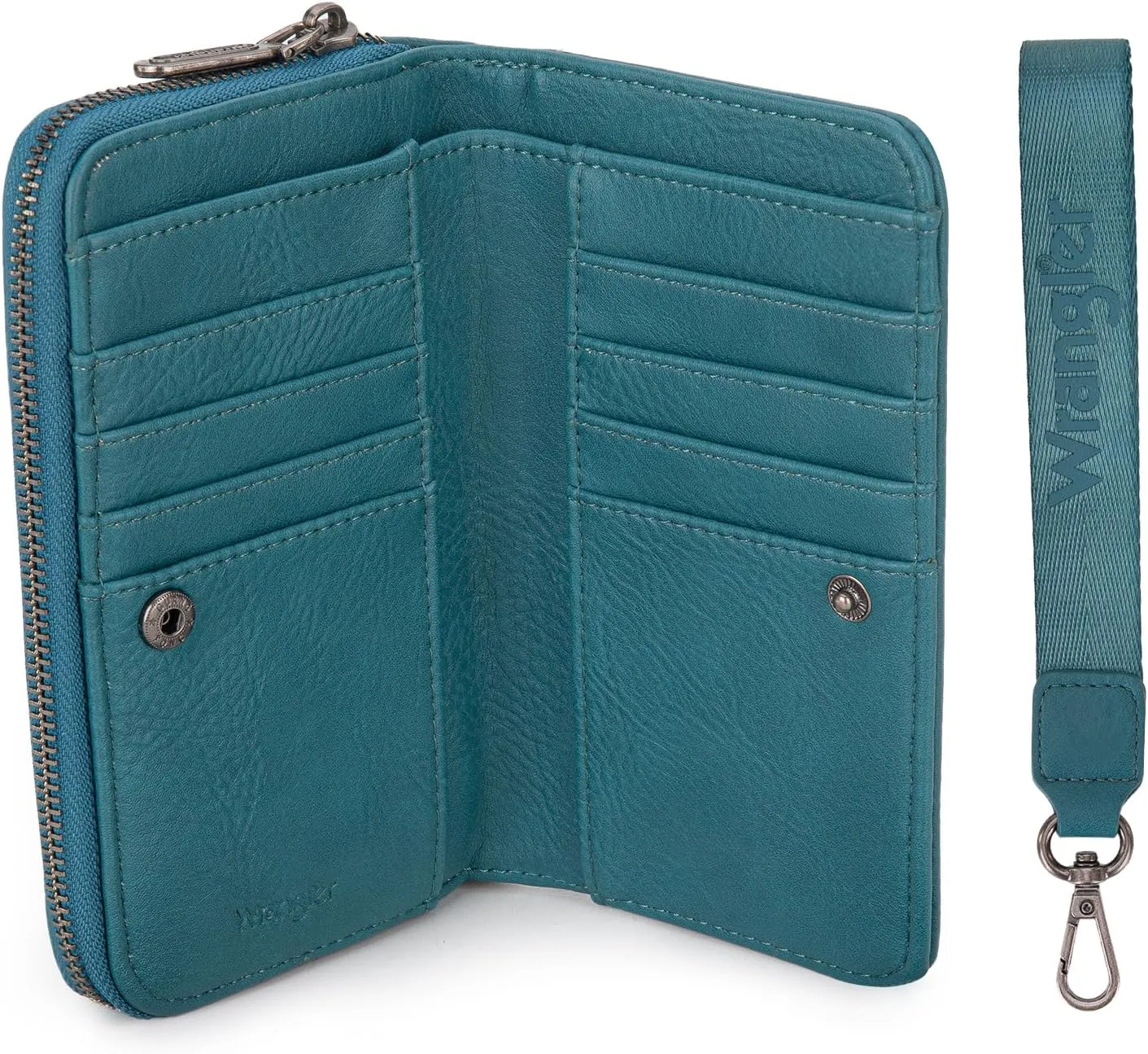 Montana West Wrangler Large Capacity Wallets Women with Wristlet and Metal Smooth Zipper
