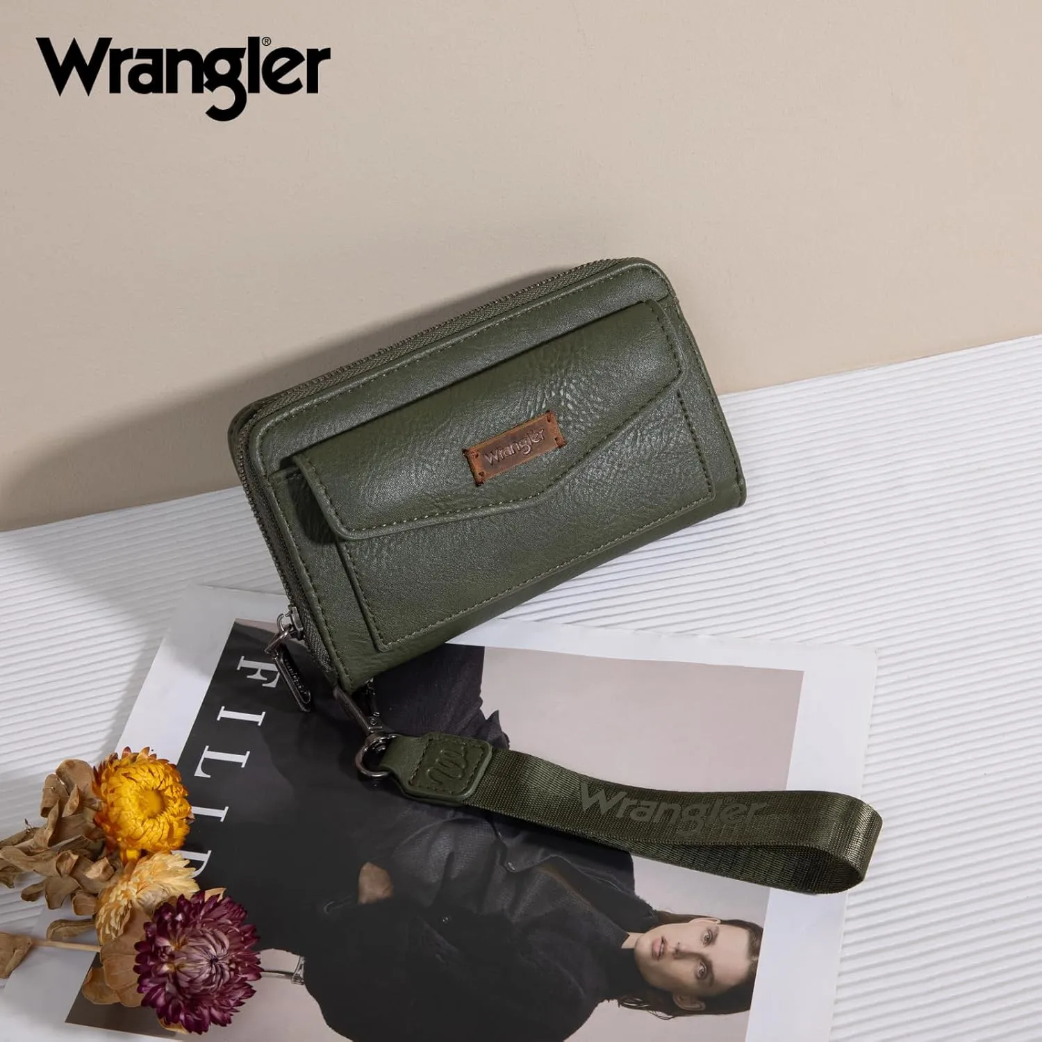 Montana West Wrangler Large Capacity Wallets Women with Wristlet and Metal Smooth Zipper