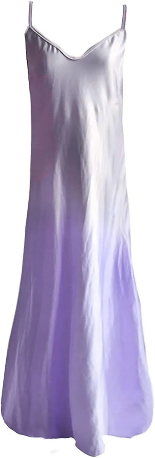 NaRHbrg Women's Sleeveless V Neck Maxi Dress Boho Loose Flowy Sundress Tie Dye Casual Beach Long Dresses Summer Sundress