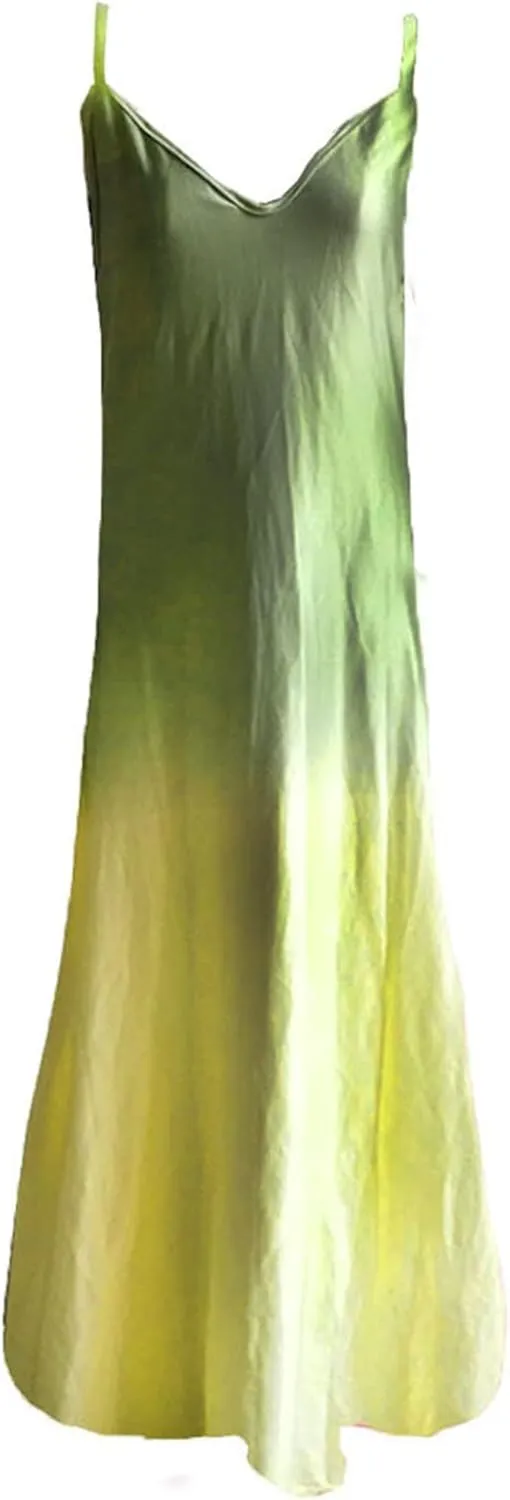 NaRHbrg Women's Sleeveless V Neck Maxi Dress Boho Loose Flowy Sundress Tie Dye Casual Beach Long Dresses Summer Sundress