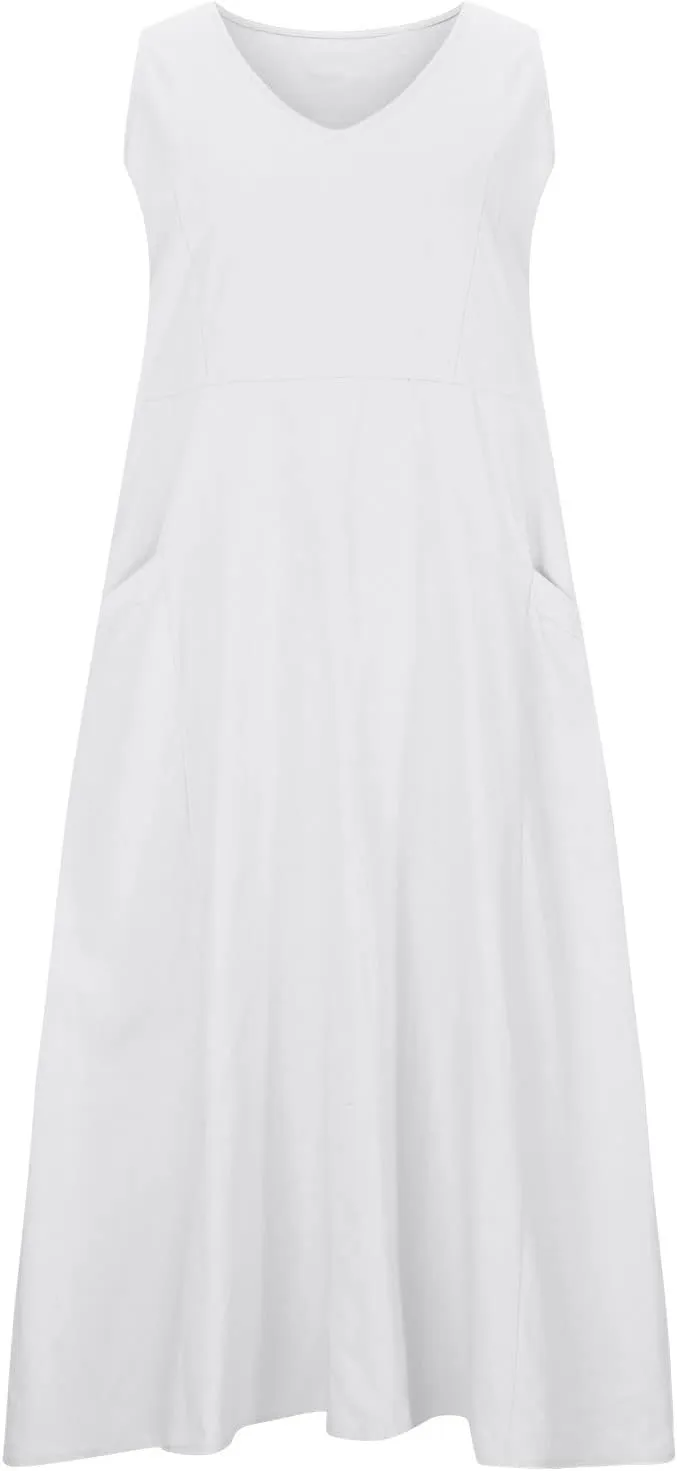NaRHbrg Women's Summer Sleeveless Maxi Dress Casual Loose Fit Tank Sundress with Pockets Beach Long Dresses