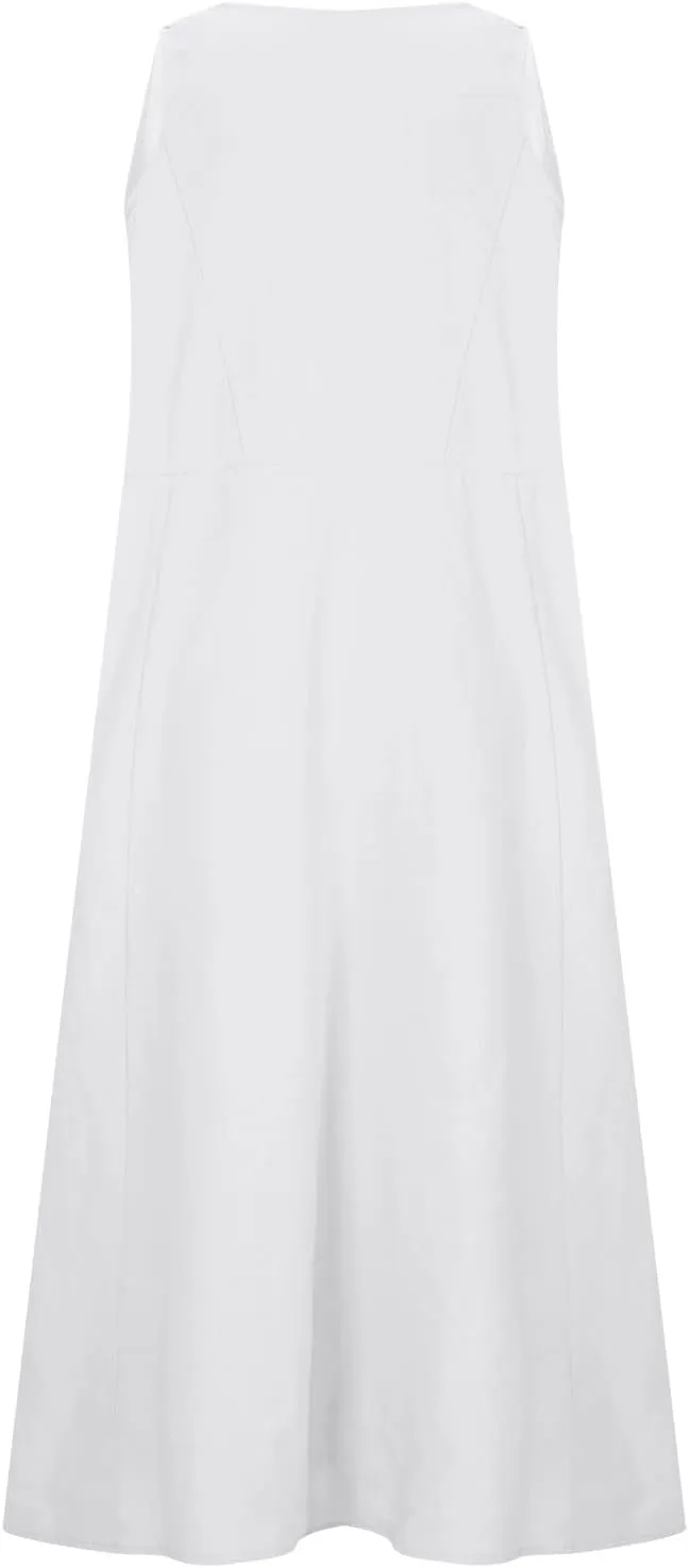 NaRHbrg Women's Summer Sleeveless Maxi Dress Casual Loose Fit Tank Sundress with Pockets Beach Long Dresses