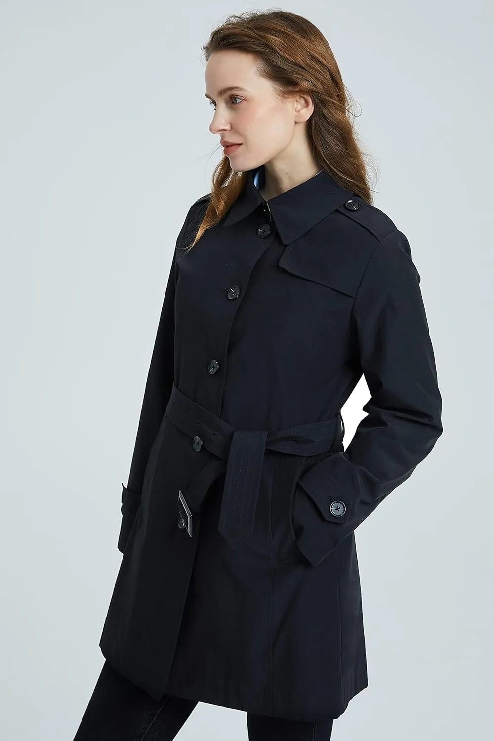 Orolay Women's Belted Trench Coat Windproof Classic Overcoat Slim Outdoor Jackets with Wide Lapel