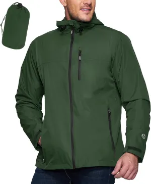 Outdoor Ventures Men's Packable Rain Jacket Waterproof Lightweight Raincoat with Hood Windproof Cycling Jackets