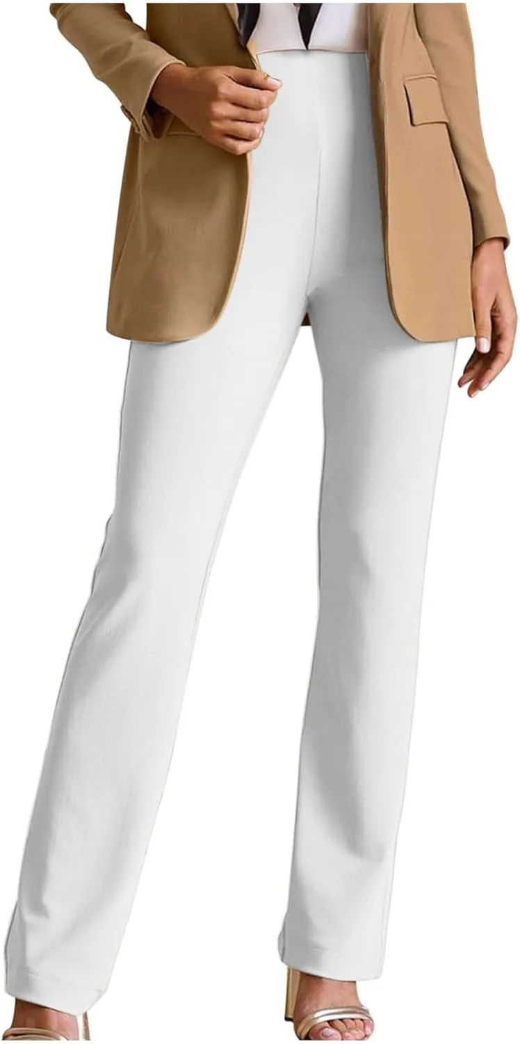 Pants for Women Comfort Stretch Loose Fit Leg Skinny High Waist Pull On Pants for Business Work Dress Bootcut Trousers