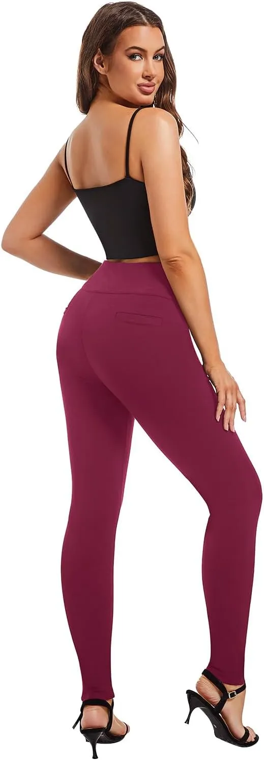 Pants for Women, Comfort Stretch Skinny Slim Dress Pants, Skinny High Waist Pull on Pants with Pockets