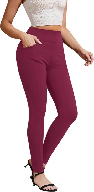 Pants for Women, Comfort Stretch Skinny Slim Dress Pants, Skinny High Waist Pull on Pants with Pockets