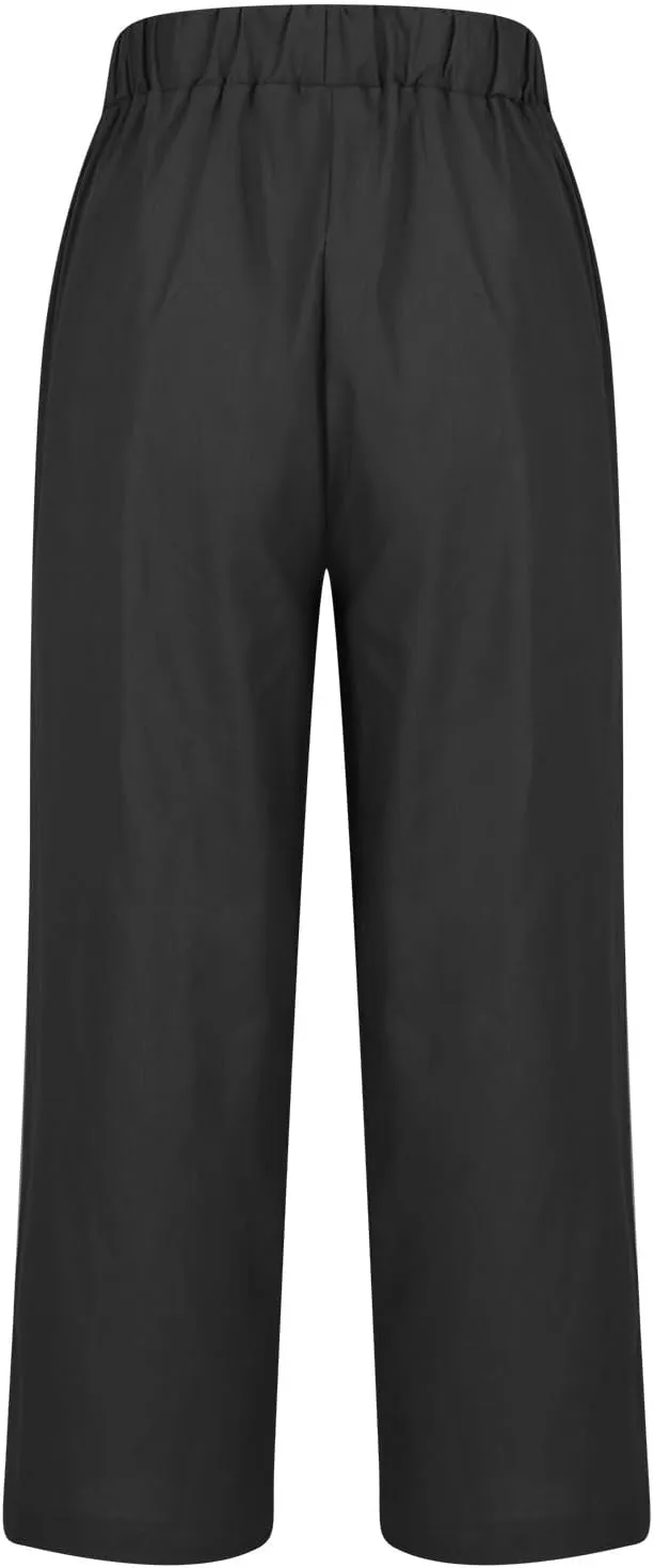 Pants for Women Linen Pants Elastic High Waist Pant Lightweight Straight Leg Pant Casual Summer Comfort Linen Trouser