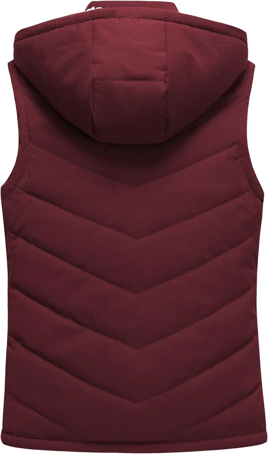 Pursky Women's Winter Vest Sherpa Fleece Lined Puffer Vest Warm Lightweight Sleeveless Jackets With Removable Hood