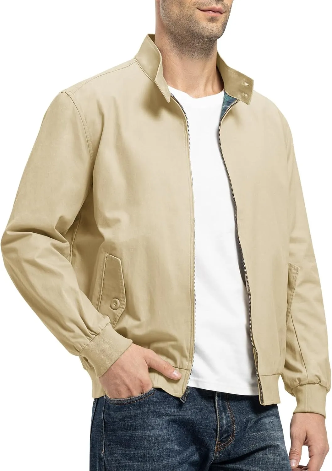 Rdruko Men's Bomber Jacket Cotton Lightweight Windbreaker Full Zip Casual Fashion Coat