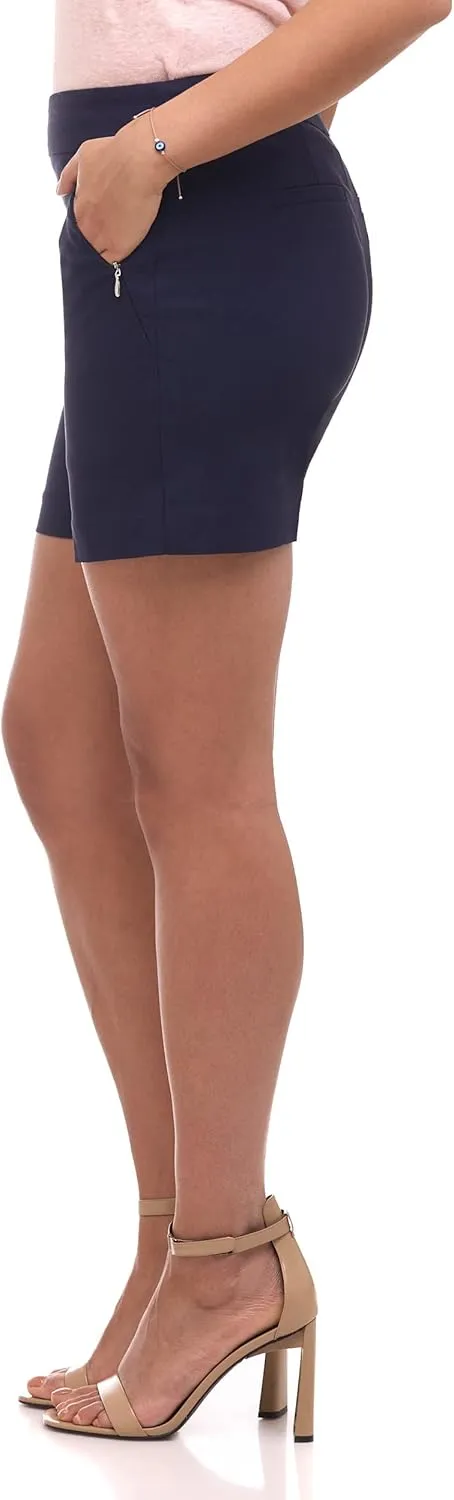 Rekucci Women's Ease into Comfort Riviera Short with Zipper Pockets