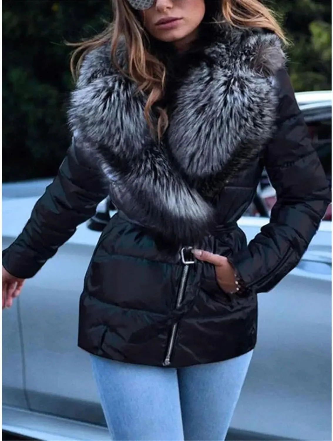 Short Jackets Outwear Keep Warm Down Cotton Padded Parkas Women Glossy Big Furs Collar Cotton-padded Clothes Coat